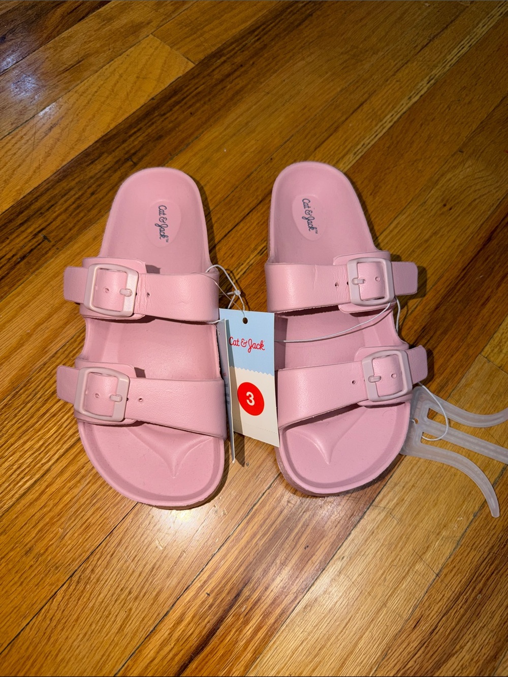 Cat & Jack Girls' Pink Double-Buckle Slide Sandals